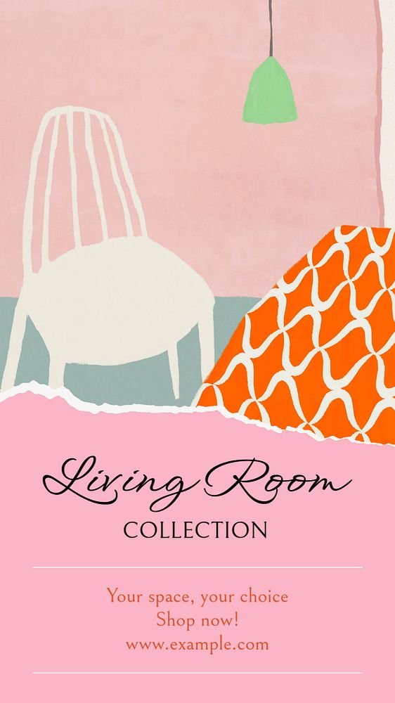 Living room decor Instagram story template, editable social media design