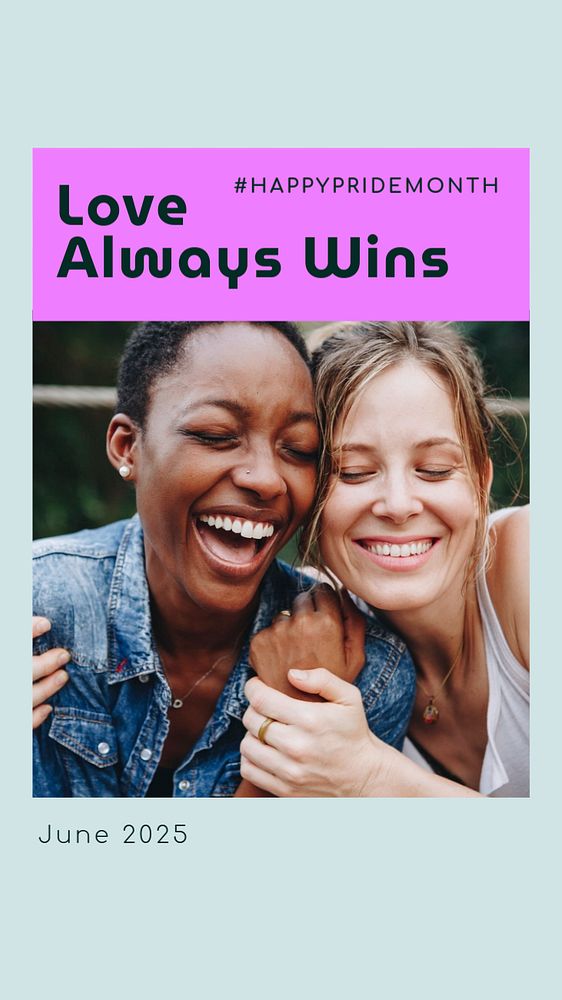 Love always wins Instagram story template, editable social media design