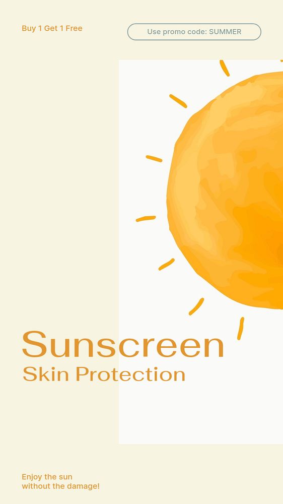 Sunscreen advertisement Instagram story template, editable social media design