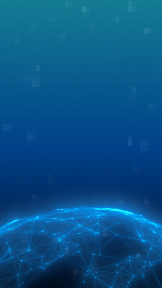 Global network blue mobile wallpaper, editable digital remix design