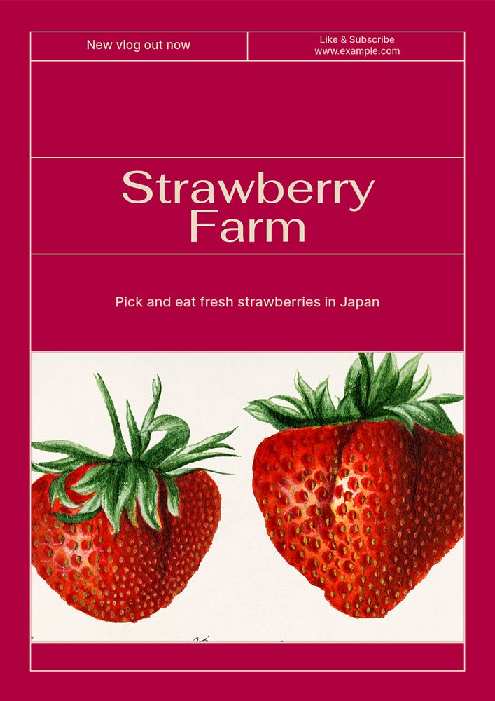 Strawberry farm poster template, customizable ad