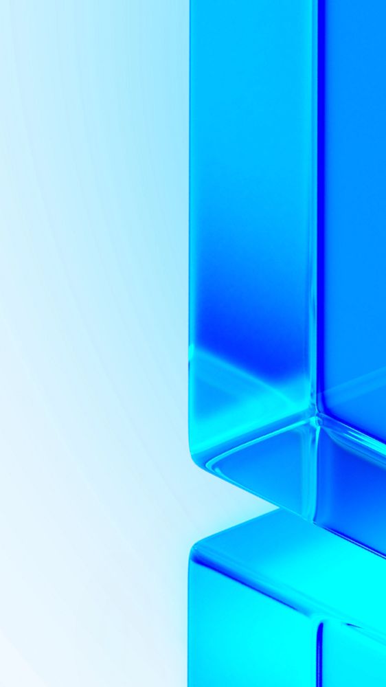 Blue glass pillar mobile wallpaper, editable 3D geometric shape