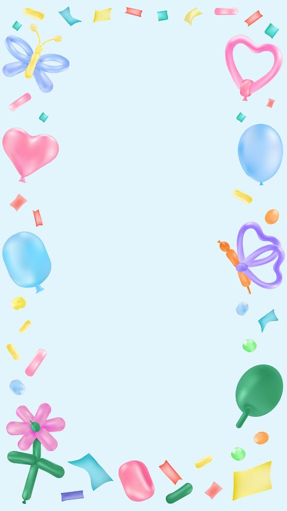 Spring balloon frame mobile wallpaper, editable cute design