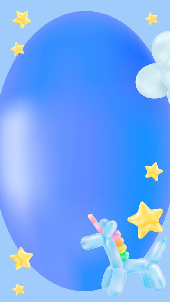 Unicorn balloon frame mobile wallpaper, editable cute design