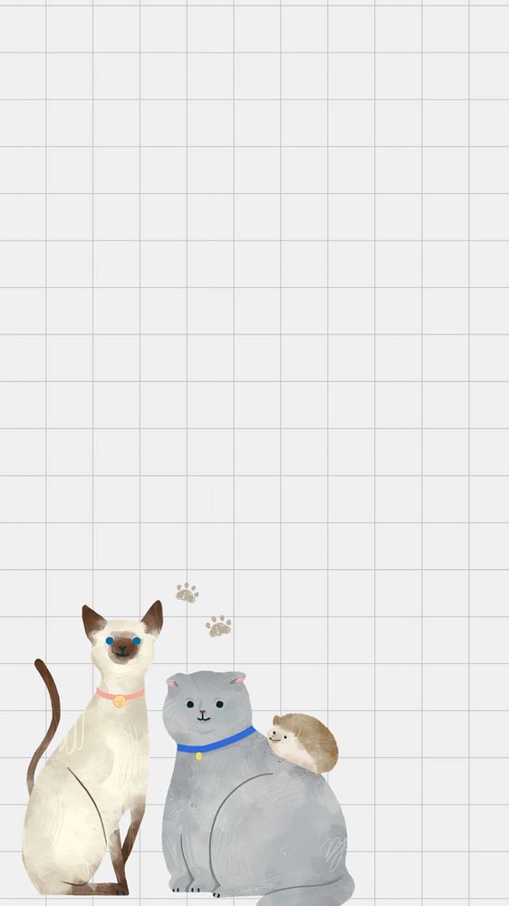 Cat grid mobile wallpaper, editable animal design