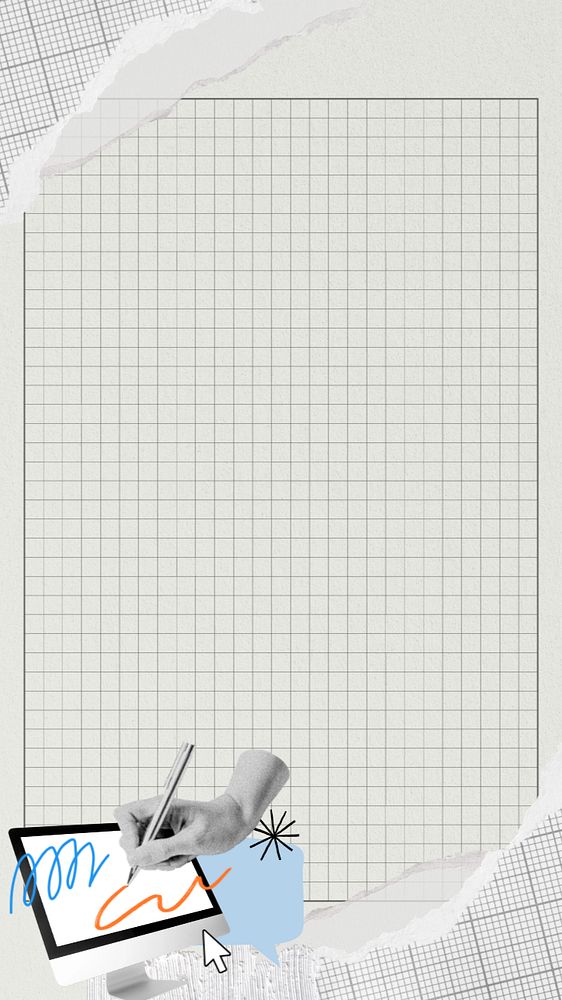 Gray grid patterned mobile wallpaper, creative collage art, editable design