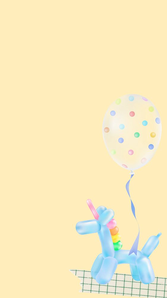 Unicorn birthday background mobile wallpaper, editable cute design