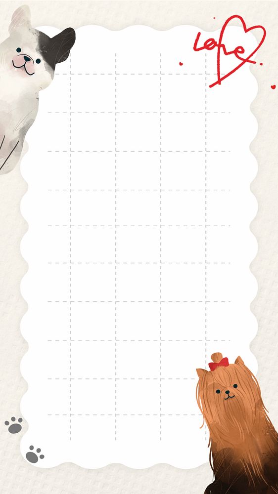 Dog grid notepaper mobile wallpaper, editable animal design