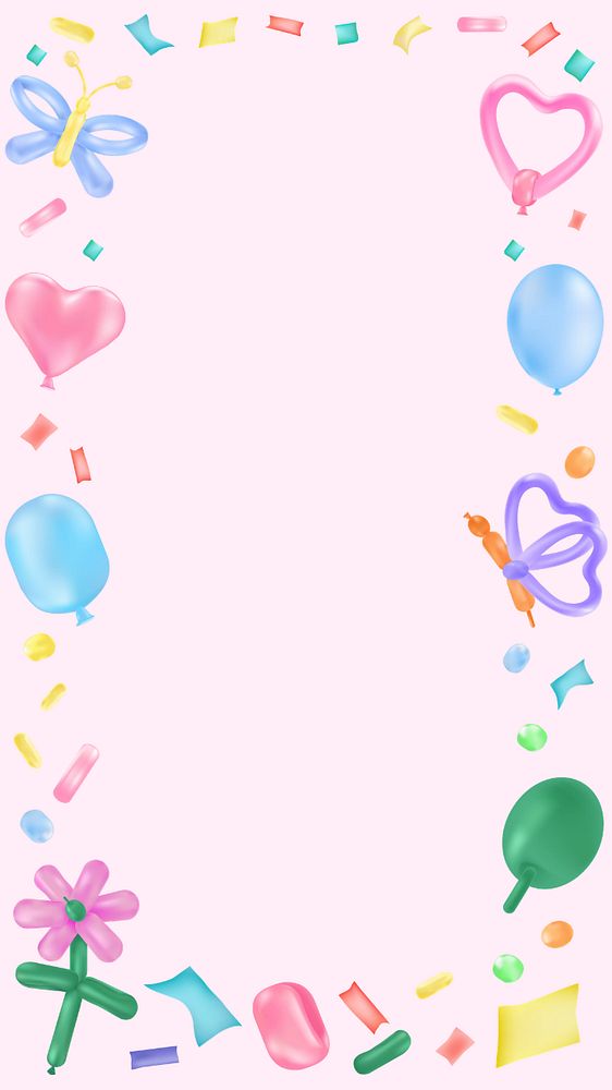 Balloon art frame mobile wallpaper, editable cute design