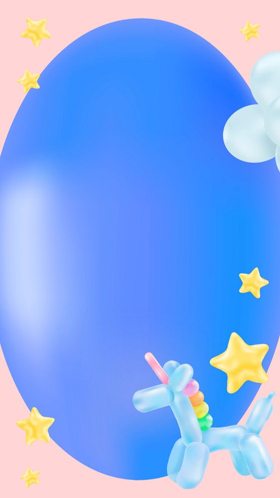 Unicorn balloon frame mobile wallpaper, editable cute design