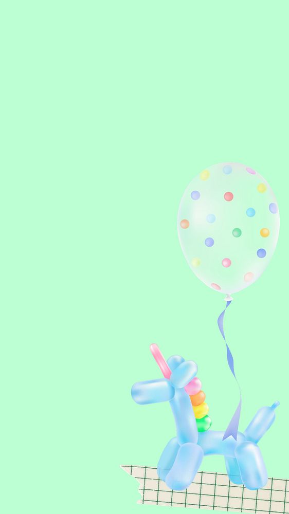 Unicorn birthday background mobile wallpaper, editable cute design