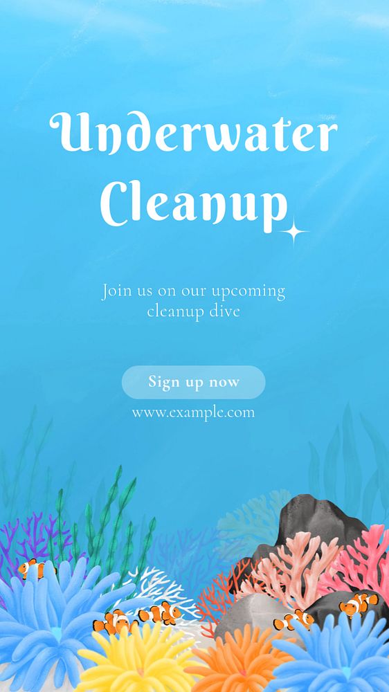 Underwater cleanup Instagram story template, editable aesthetic paint remix 