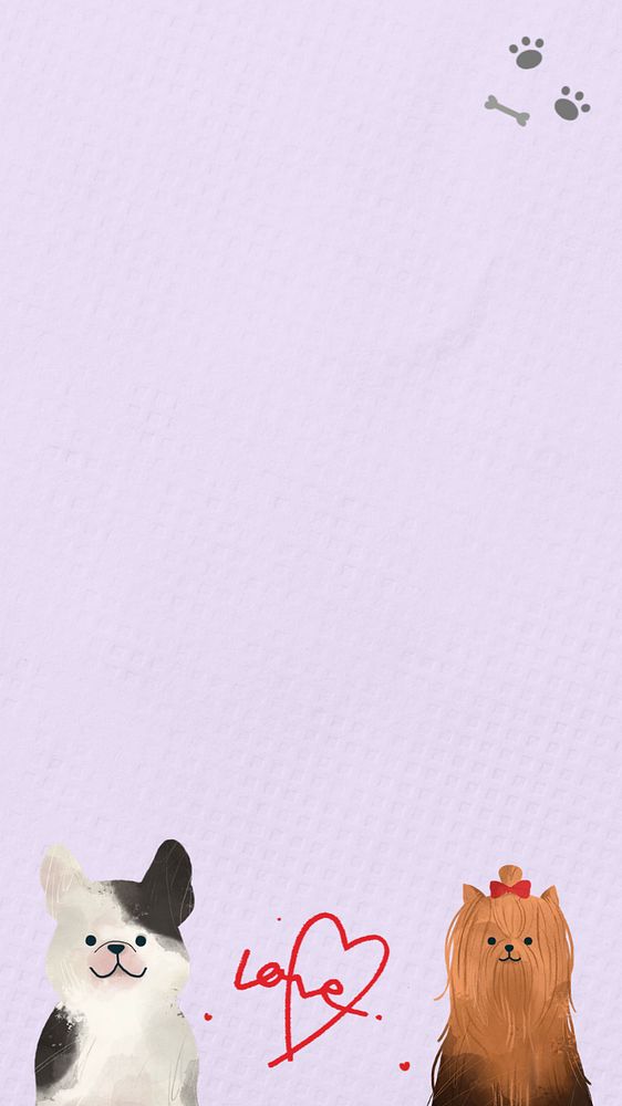 Cute dog purple mobile wallpaper, editable animal design