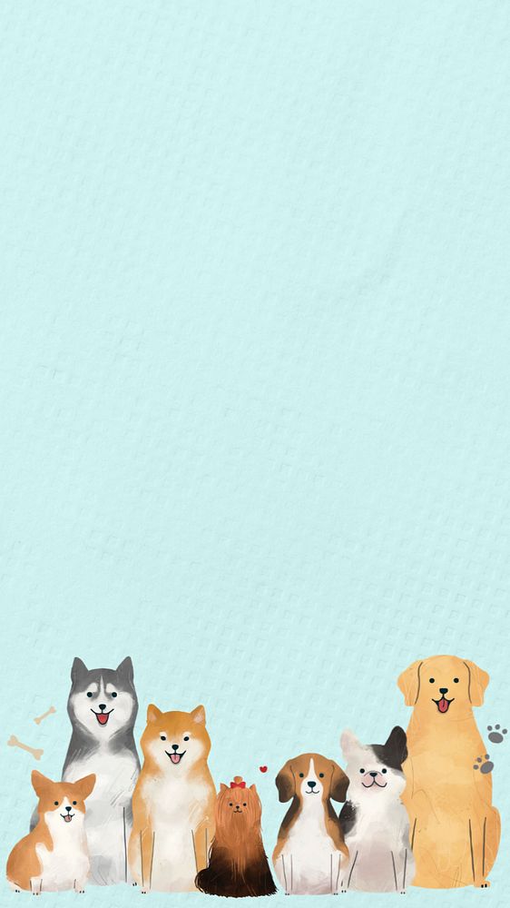 Cute dog blue mobile wallpaper, editable animal design