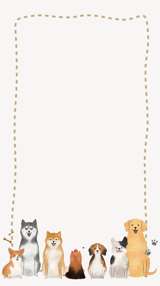 Dog border beige mobile wallpaper, editable design