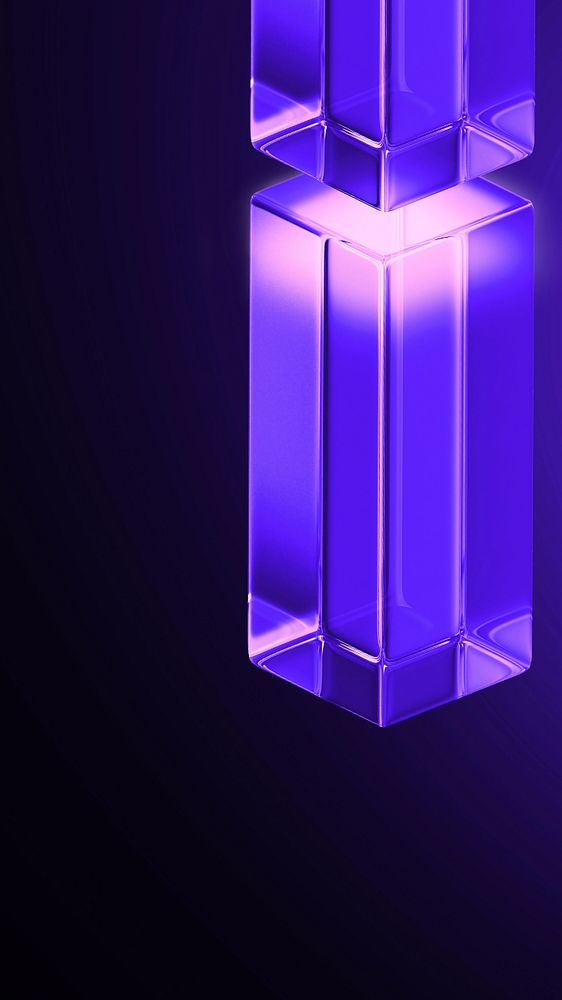 Purple glass pillar mobile wallpaper, editable 3D geometric shape