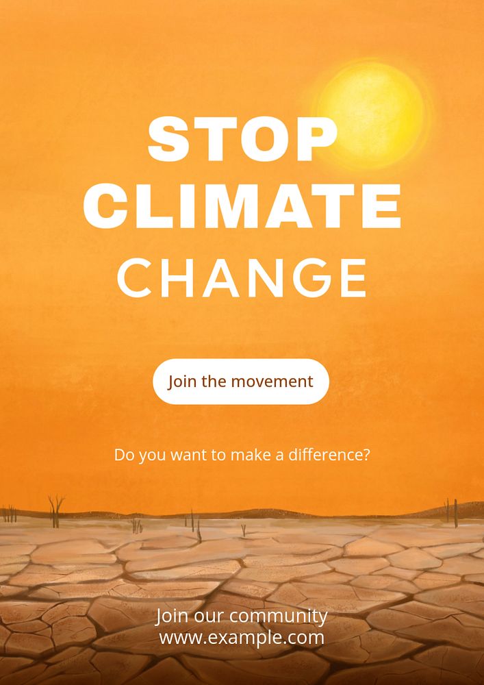 Stop Climate Change poster template, customizable aesthetic paint remix 