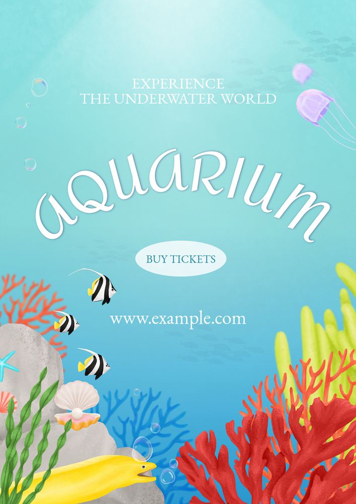 Aquarium poster template, customizable aesthetic paint remix 