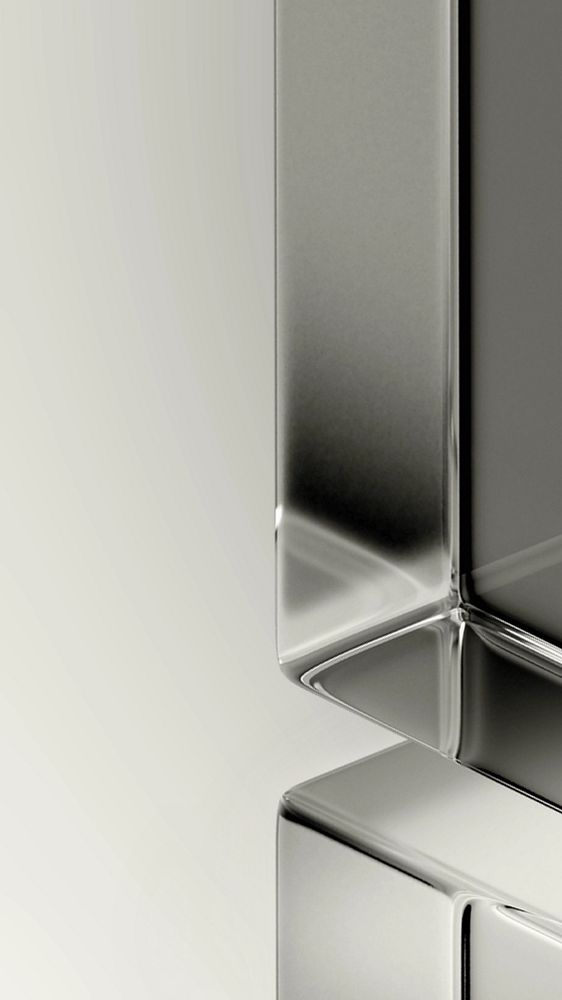 Gray glass pillar mobile wallpaper, editable 3D geometric shape