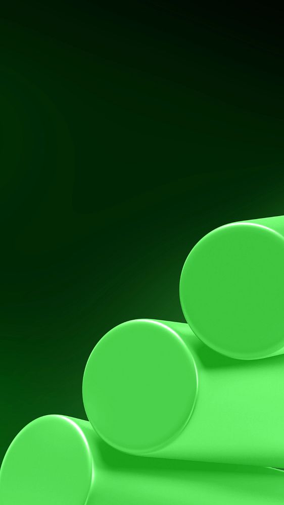 Editable green 3D mobile wallpaper, geometric shape design