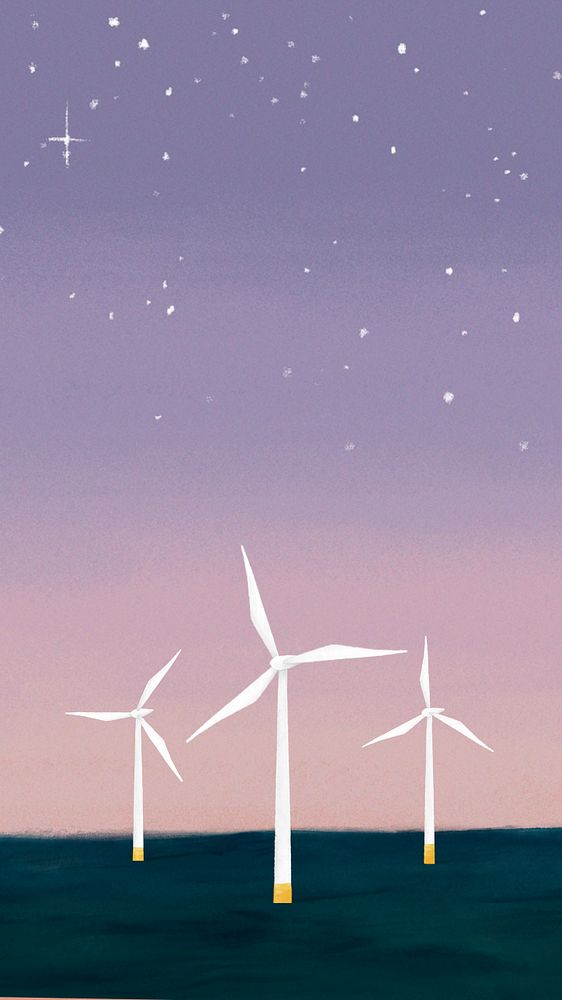 Offshore wind power iPhone wallpaper, editable illustration background