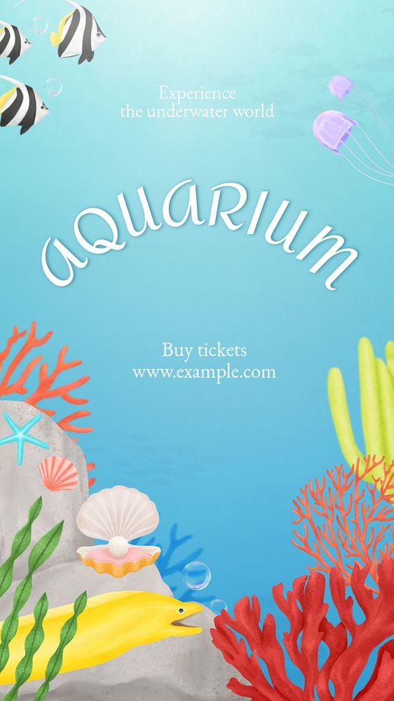 Aquarium Instagram story template, editable aesthetic paint remix 