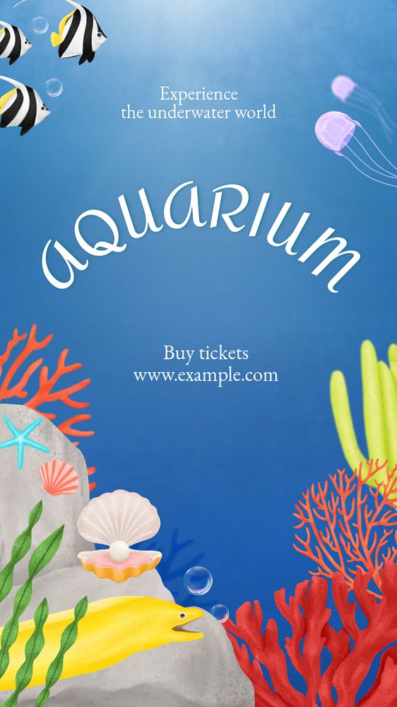 Aquarium Instagram story template, editable aesthetic paint remix 