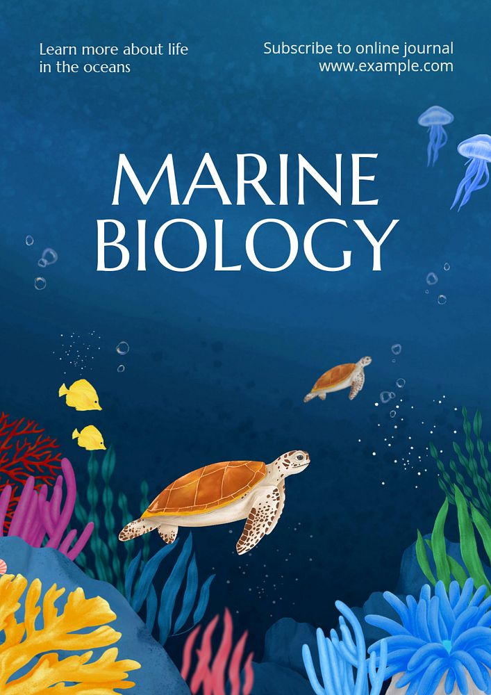 Marine biology poster template, customizable aesthetic paint remix 