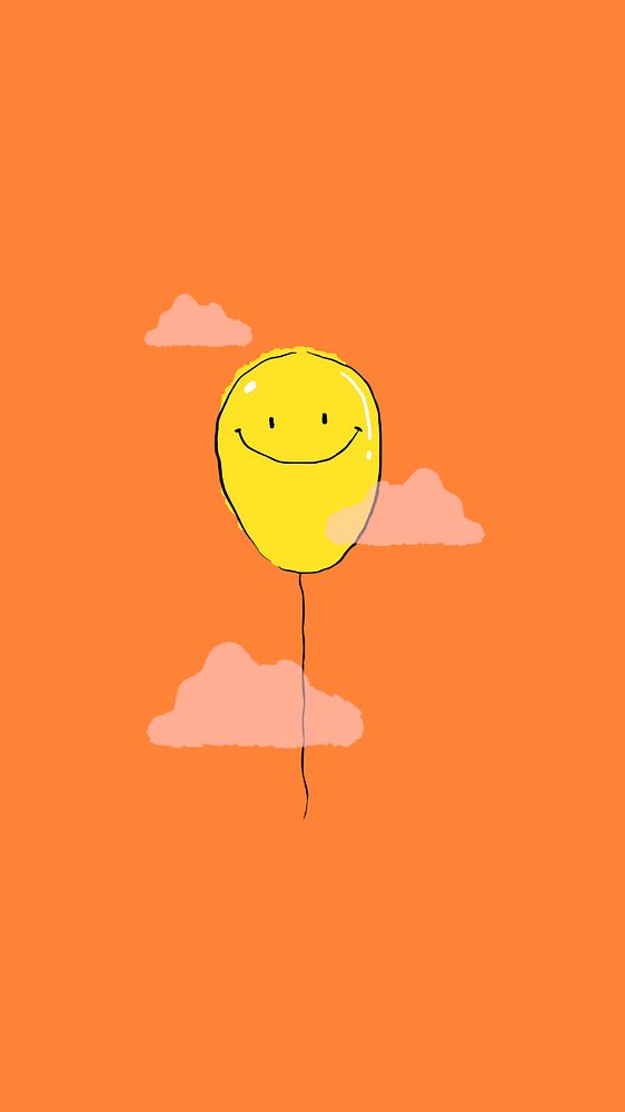 Happy balloon, orange iPhone wallpaper, customizable background design