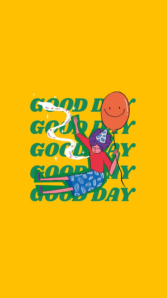 Good day, yellow iPhone wallpaper, customizable background design