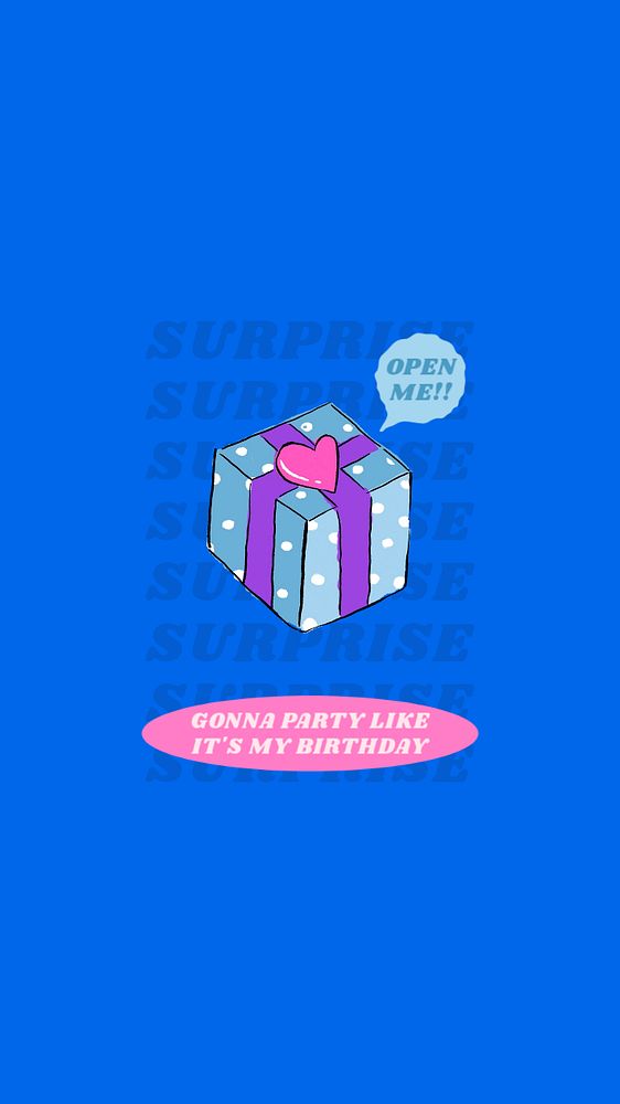 Surprise party, blue iPhone wallpaper, customizable background design