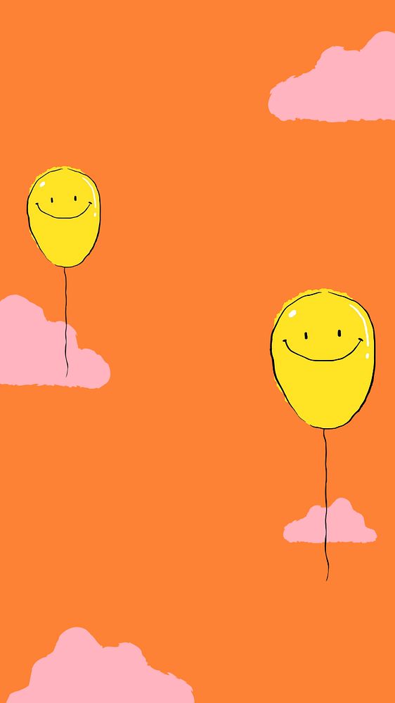 Happy balloon, orange iPhone wallpaper, customizable background design