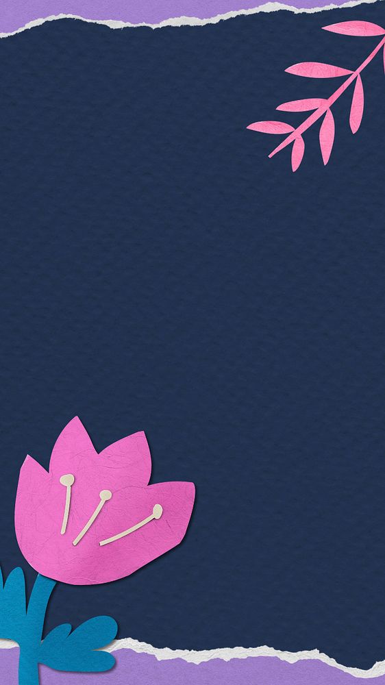 Flower, dark blue iPhone wallpaper, editable remix background