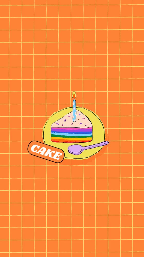 Birthday cake, orange iPhone wallpaper, customizable background design