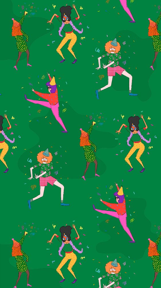 Party people, green iPhone wallpaper, customizable background design