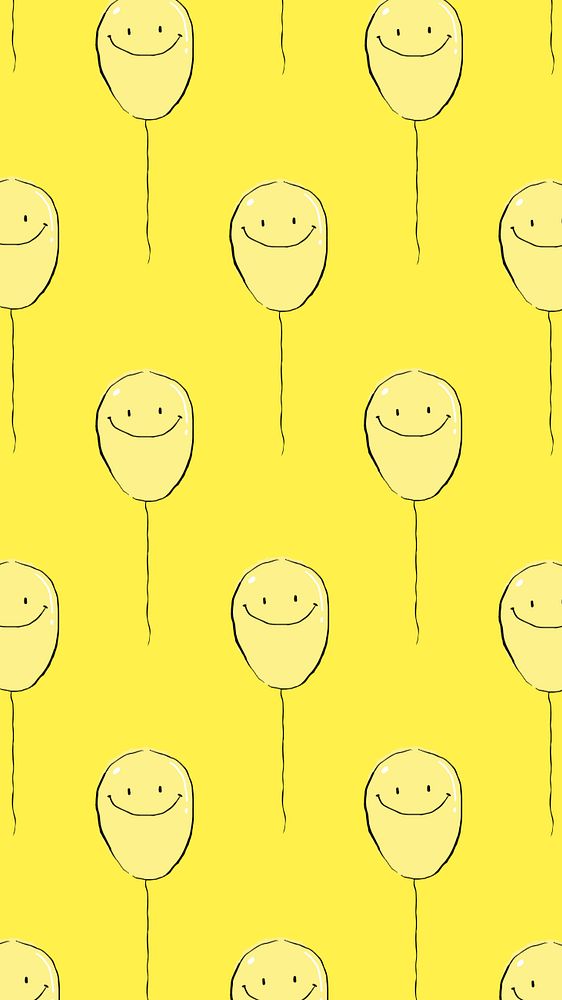 Balloon pattern, yellow iPhone wallpaper, customizable background design