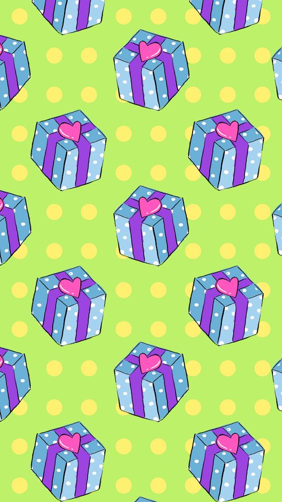 Birthday gift pattern iPhone wallpaper, customizable background design