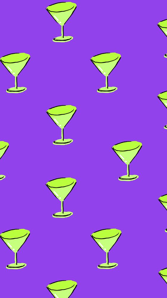 Martini glass pattern iPhone wallpaper, customizable background design