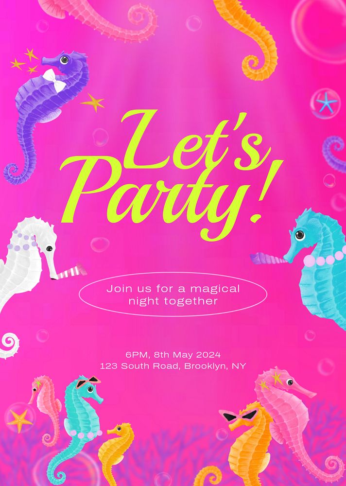 Party invitation poster template, customizable aesthetic paint remix 