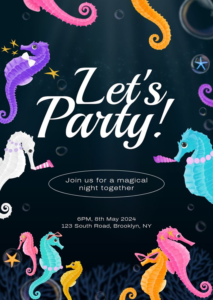 Party invitation poster template, customizable aesthetic paint remix 