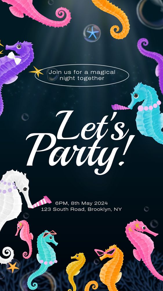 Party invitation Instagram story template, editable aesthetic paint remix 