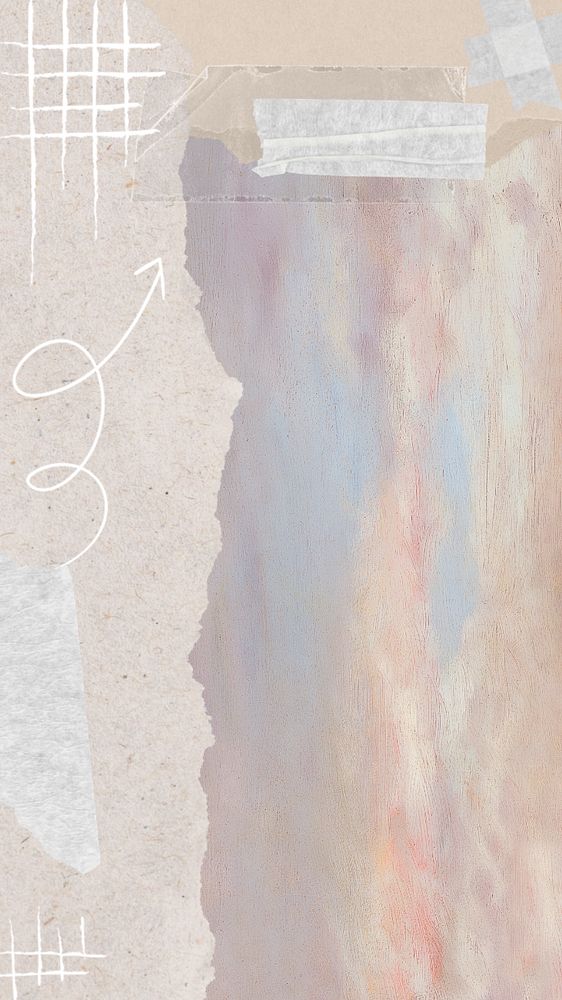 Aesthetic pastel sky mobile wallpaper, abstract border, editable design