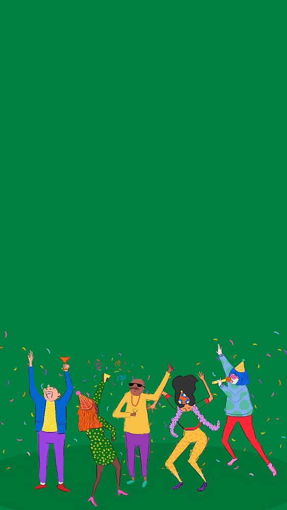 Nightclub party, green iPhone wallpaper, customizable background design