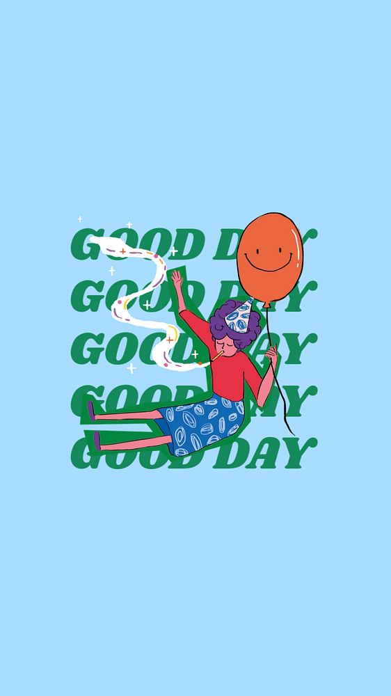 Good day, blue iPhone wallpaper, customizable background design