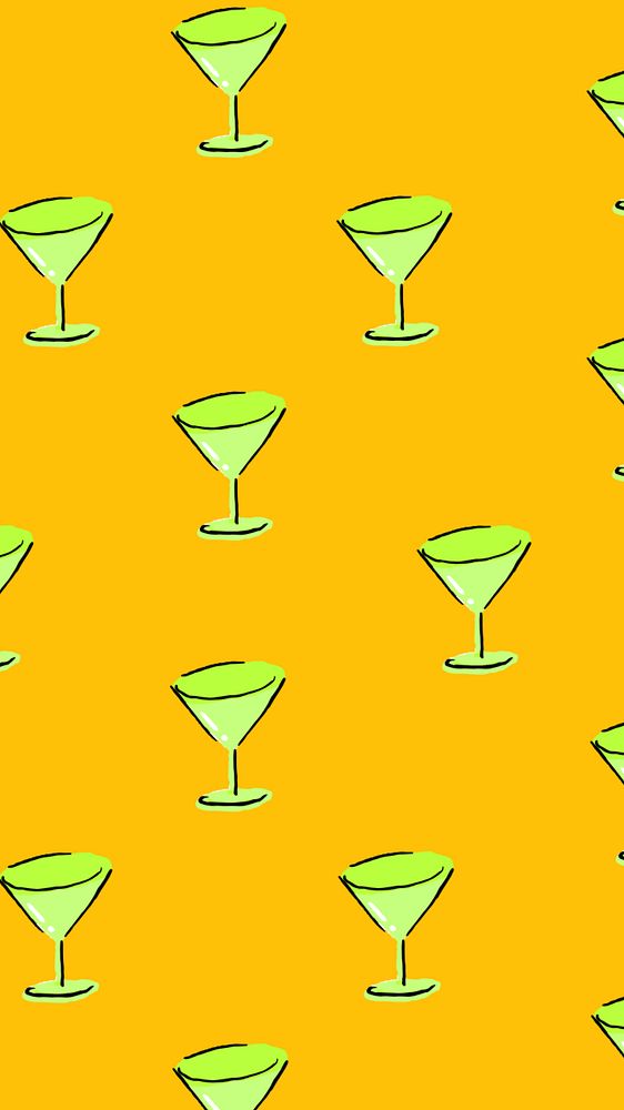 Cocktail glass pattern iPhone wallpaper, customizable background design