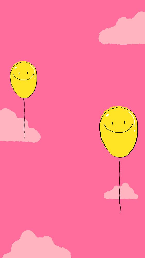 Happy balloon, pink iPhone wallpaper, customizable background design