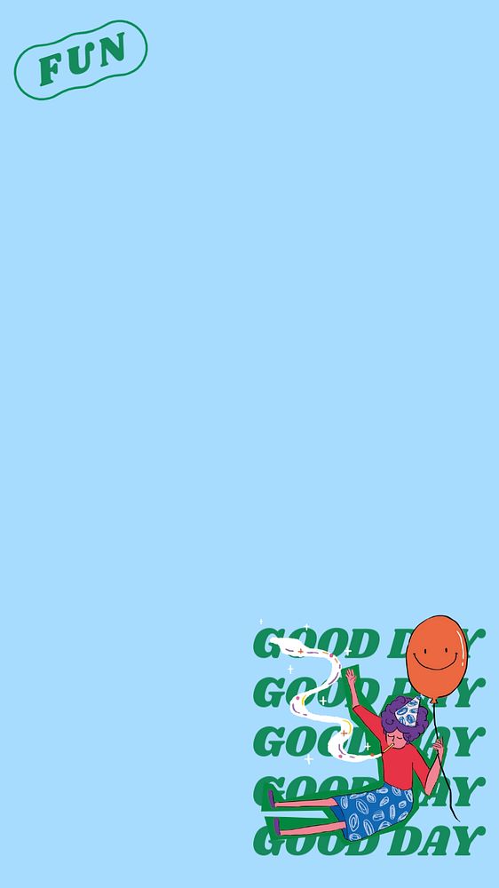 Good day, blue iPhone wallpaper, customizable background design