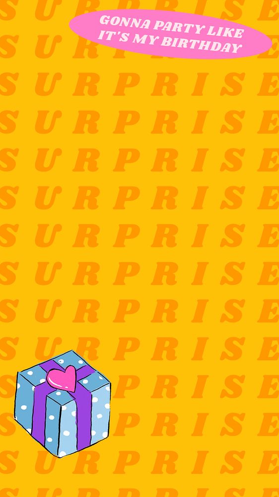 Surprise party, yellow iPhone wallpaper, customizable background design