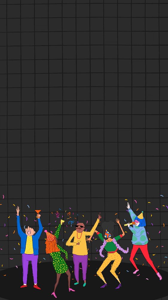 Nightclub party, black iPhone wallpaper, customizable background design