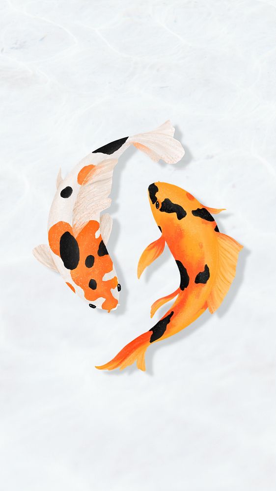 Koi fish iPhone wallpaper, editable illustration background